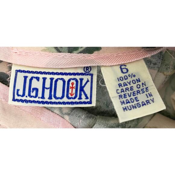Vintage Women's JG Hook Pink Floral Print Pleated Midi Skirt Cottagecore Rayon 6 - Picture 6 of 7